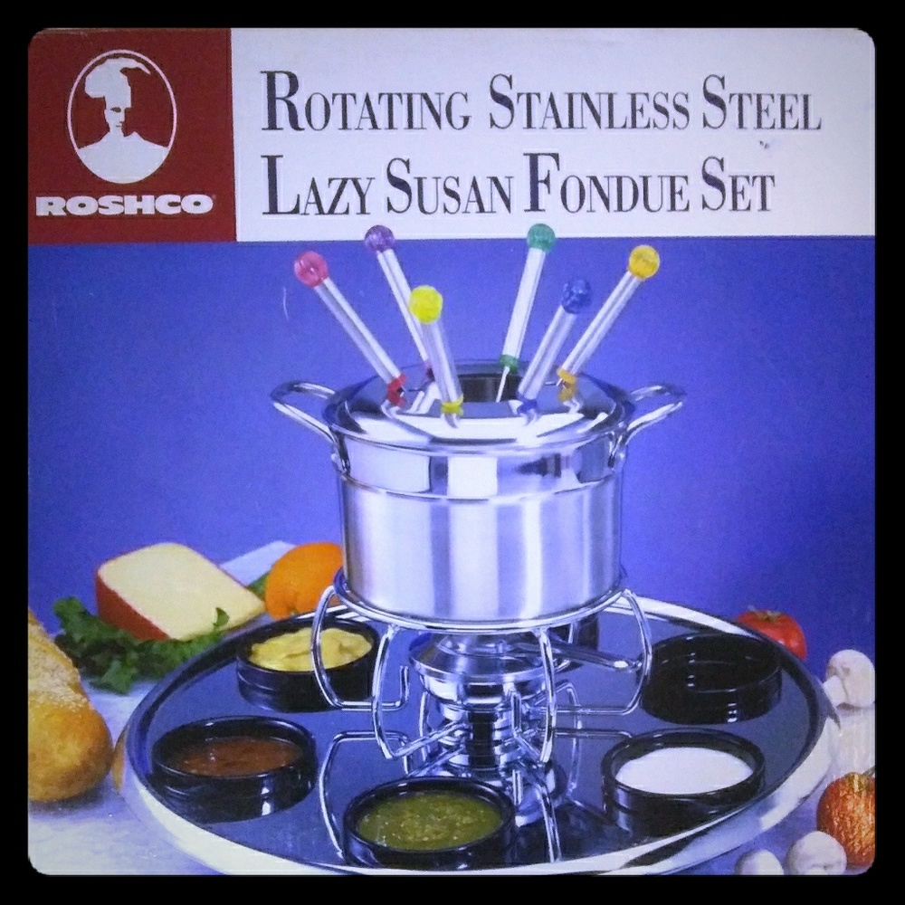 Roshco Stainless Steel Lazy Susan Fondue Set